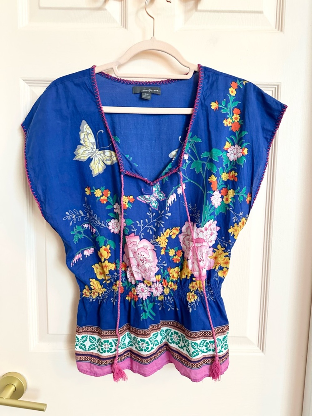 Blue floral twenty one cotton top